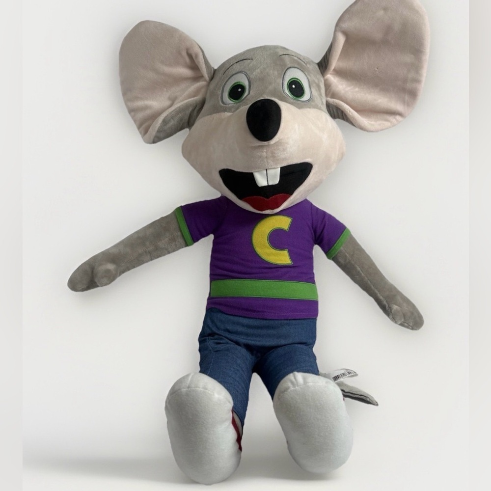 Chuck E. Cheese 30" Mouse Large Plush 2023 Purple Shirt Blue Jeans
